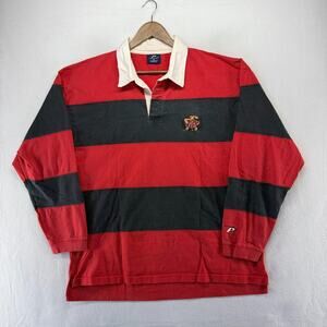 Vintage Maryland University Rugby Shirt men's 2XL Black Red Terrapins Logo 90s
